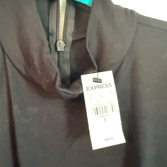 Express Black Cotton Long Sleeved Jumpsuit. NWT. Structured Shoulders Small - Picture 2 of 6